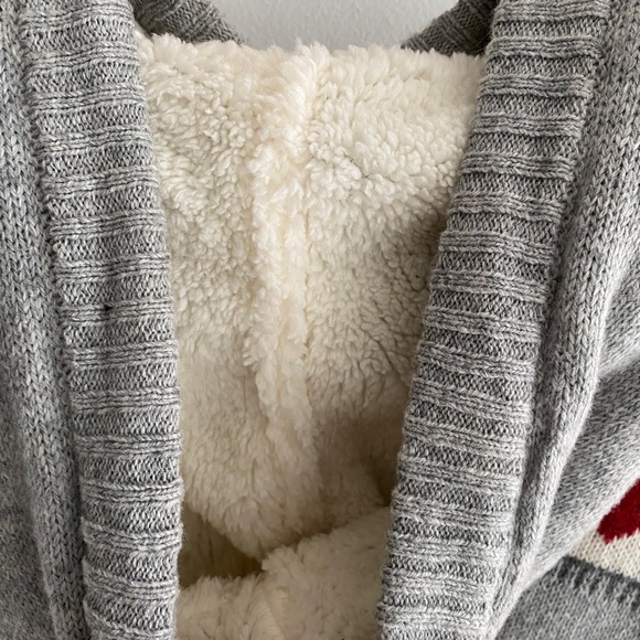 Kaisley grey, white and red sweater, small, with hood & Pom Poms. Adorable.(NWT) - Picture 8 of 10